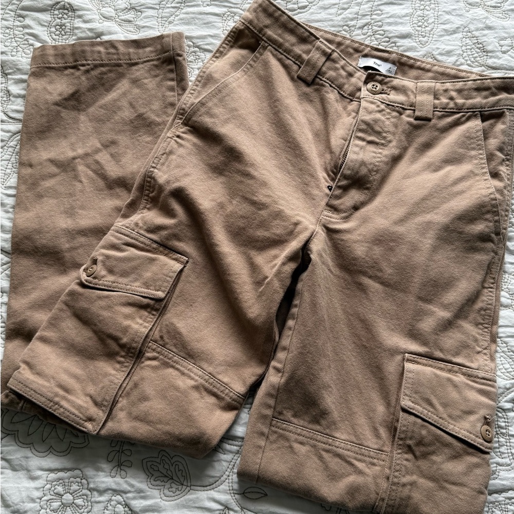 Aritzia Tna Brown‎ Cargo Pants Utility Pocket Straight Leg Size 0